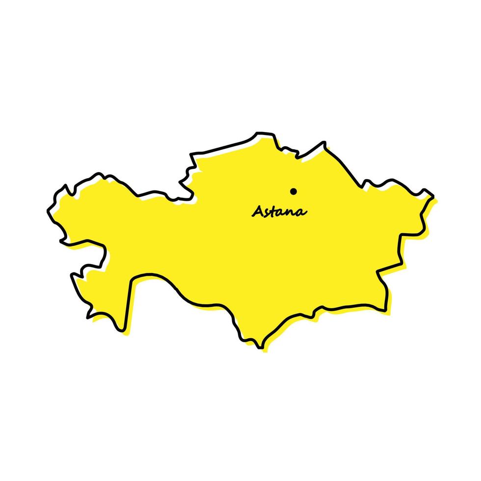 Simple outline map of Kazakhstan with capital location vector