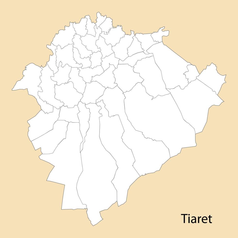 alto calidad mapa de tiaret es un provincia de Argelia vector