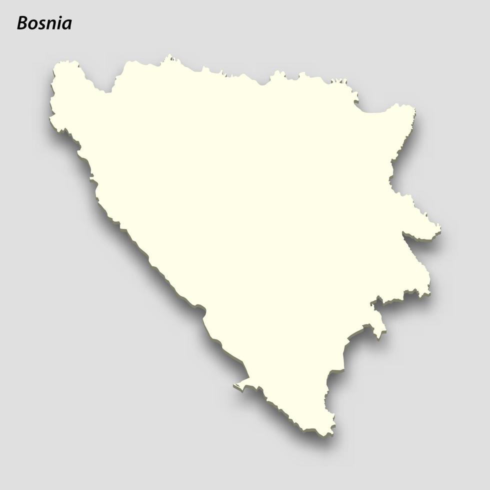 3d isometric map of Bosnia isolated with shadow vector