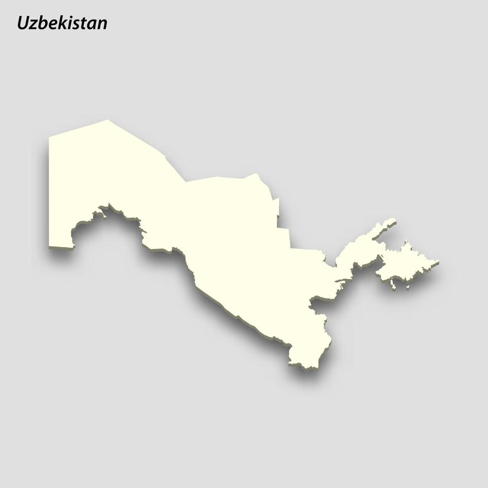 3d isometric map of Uzbekistan isolated with shadow vector