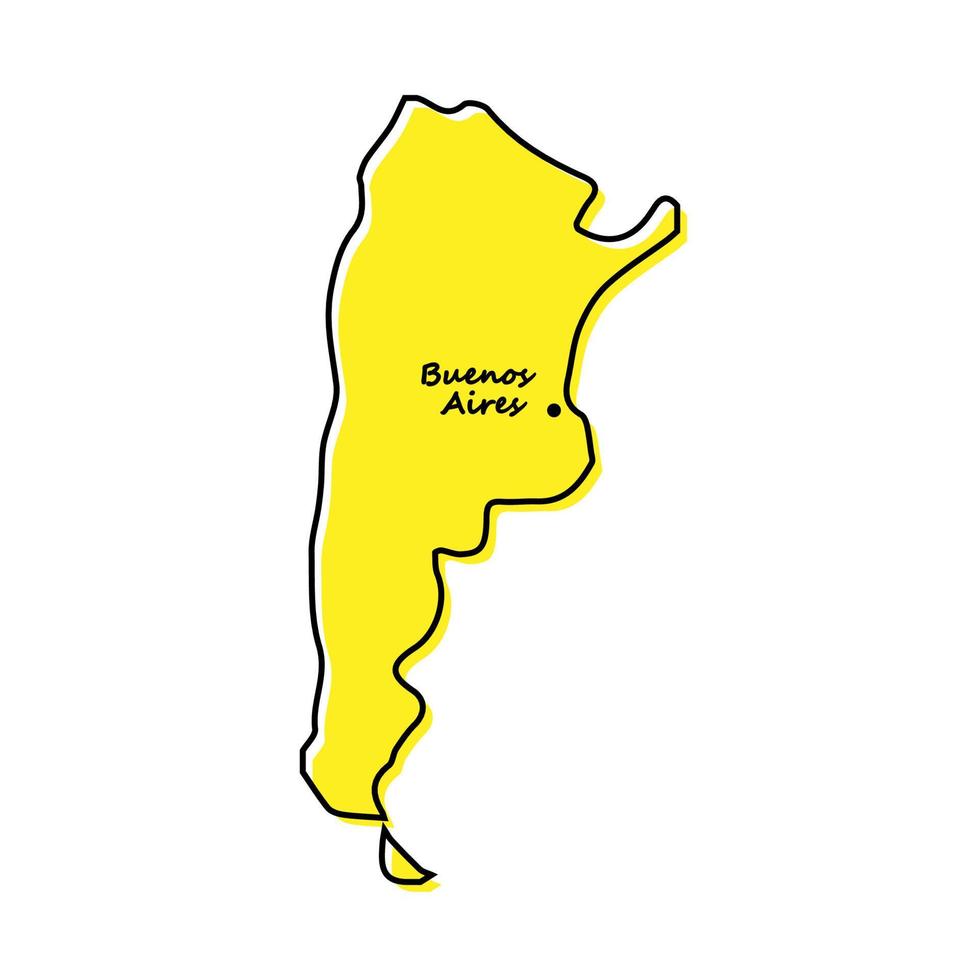 Simple outline map of Argentina with capital location vector