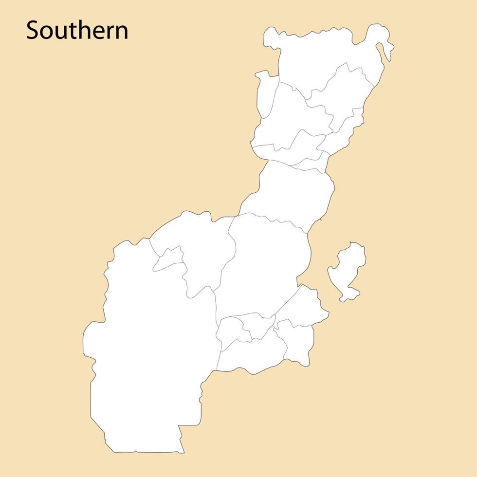 High Quality map of Southern is a region of Ethiopia vector