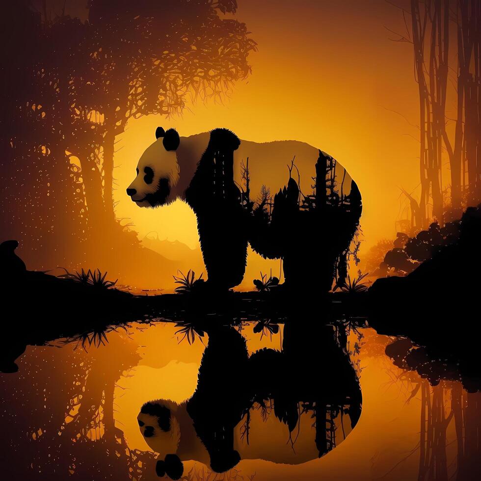 panda silhouette aesthetic photo