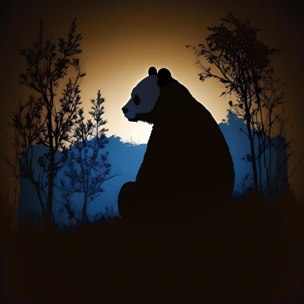 panda silhouette AI Generated photo