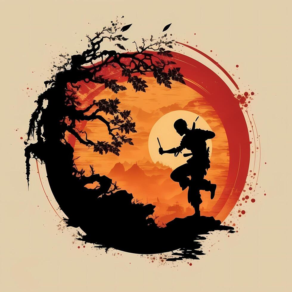 kungfu silhouette aesthetic photo