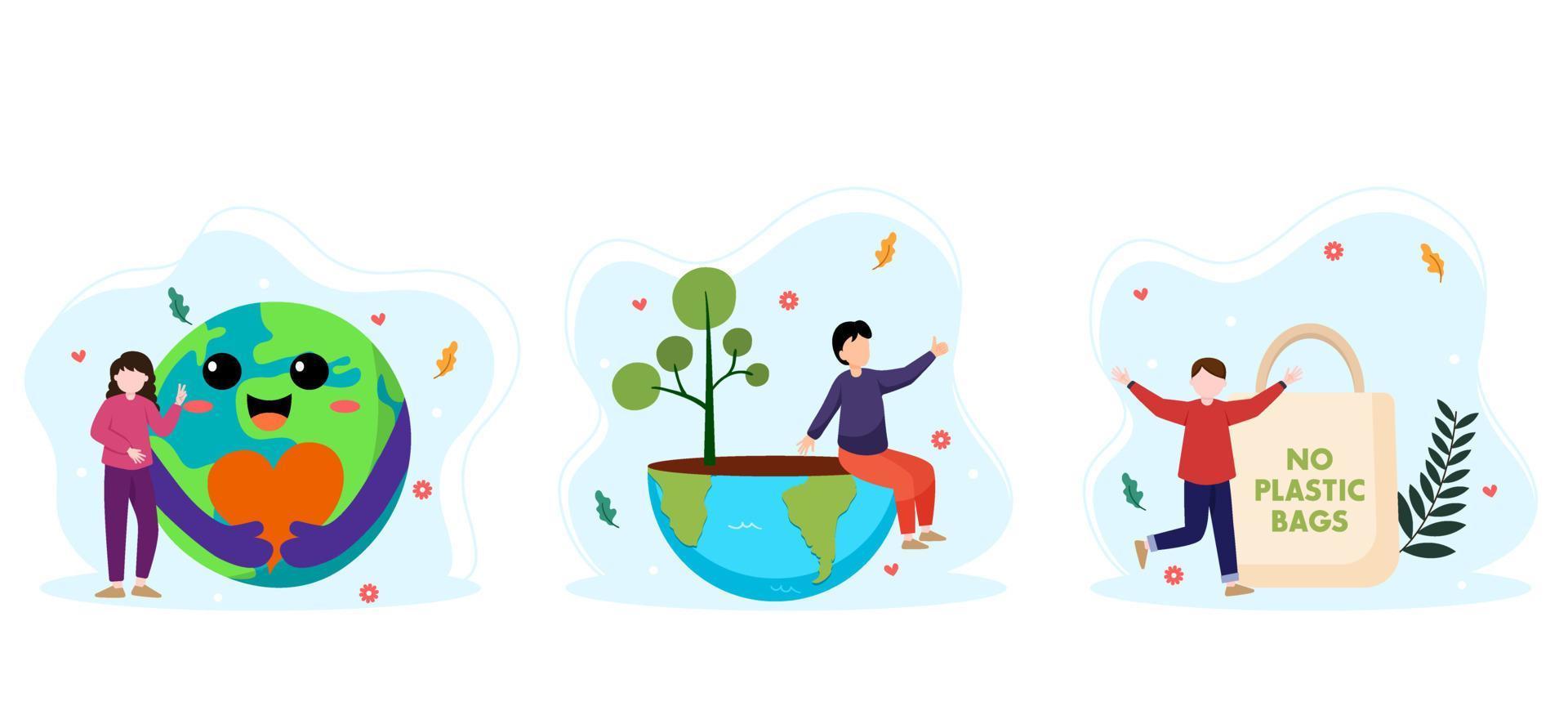Earth Day Bundle Flat Design vector