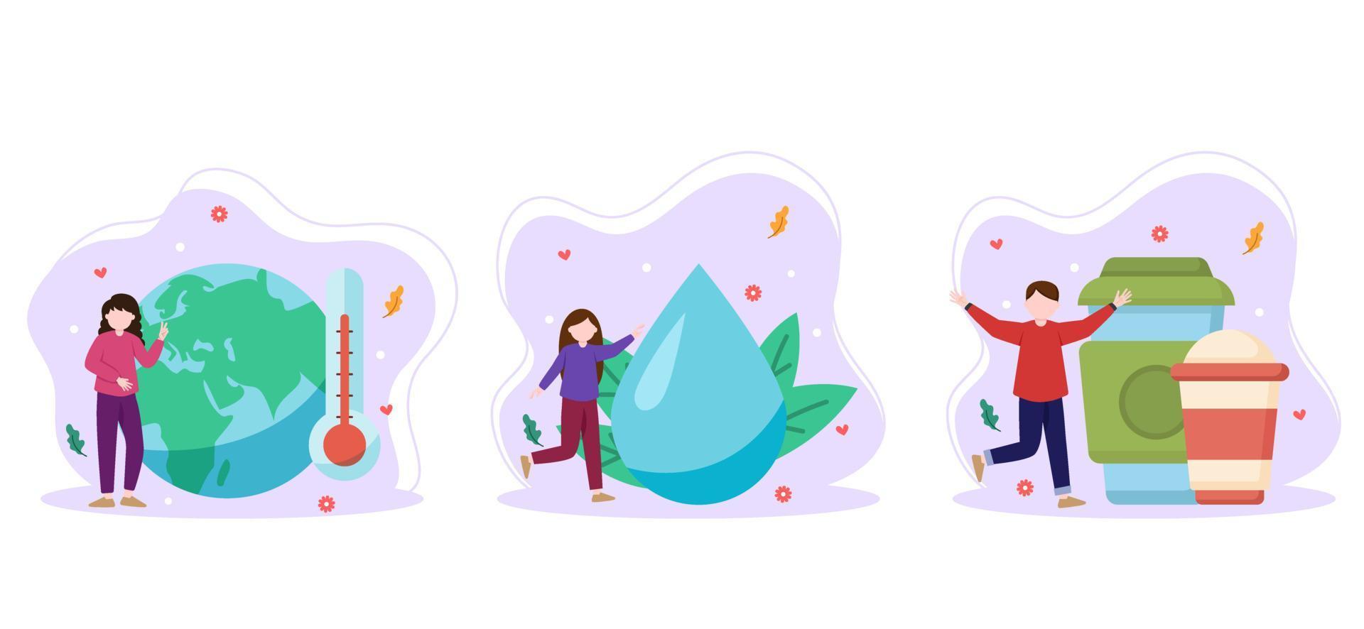 Earth Day Bundle Flat Design vector