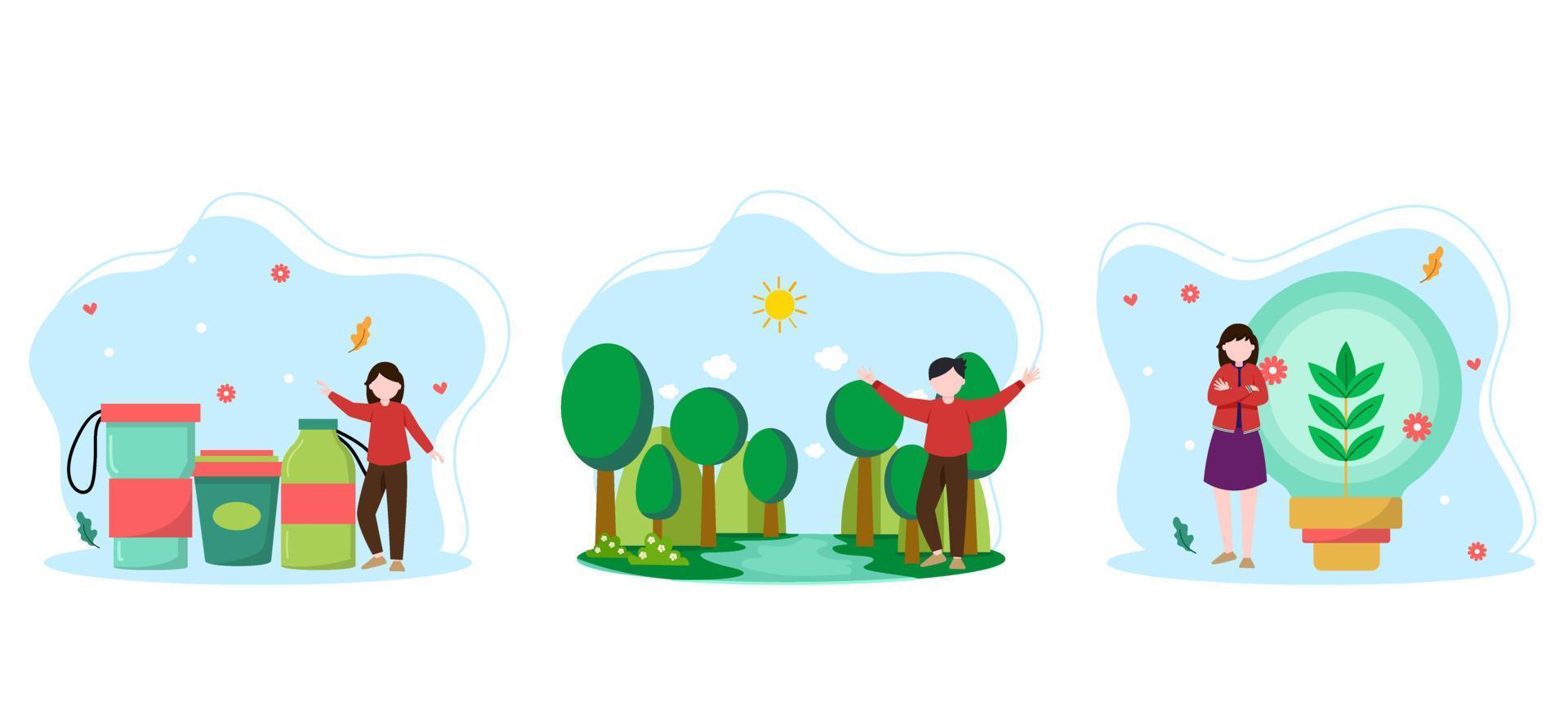 Earth Day Bundle Flat Design vector