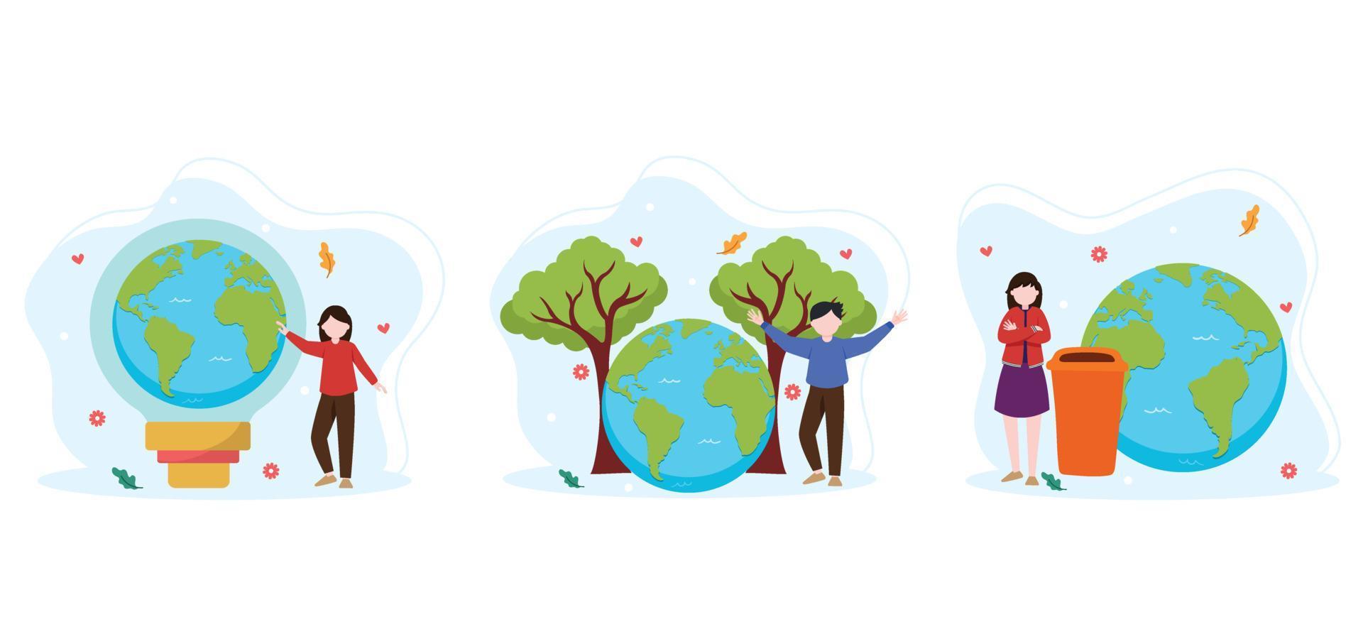 Earth Day Bundle Flat Design vector