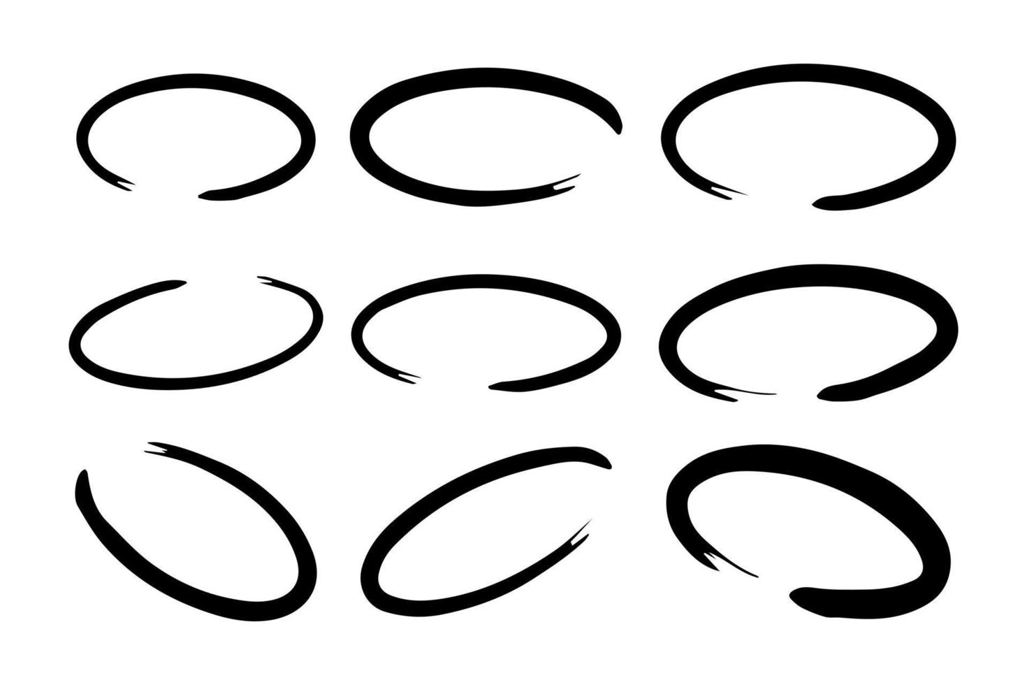 Rounds scribble line circles. Vector illustrations.