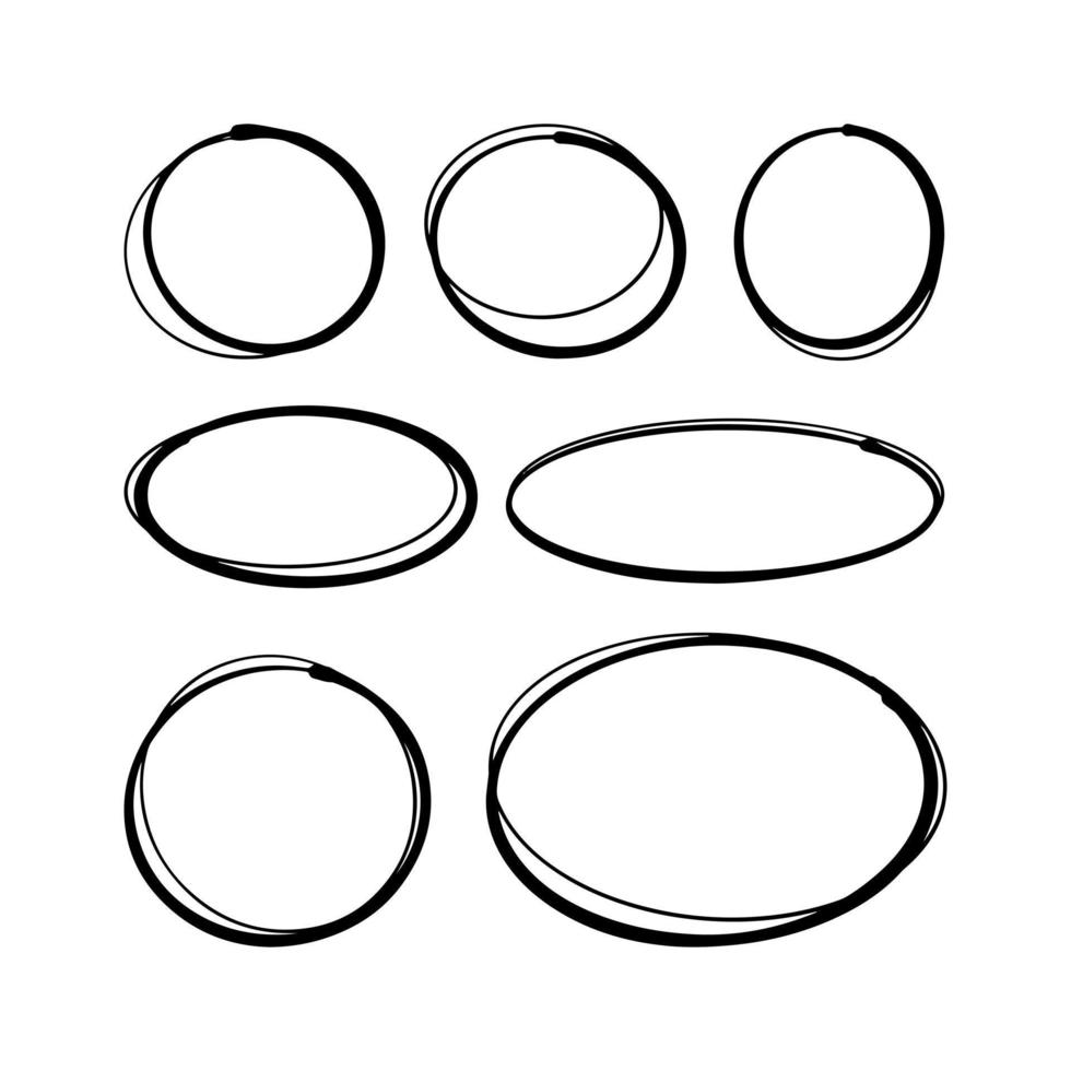 Rounds scribble line circles. Vector illustrations.