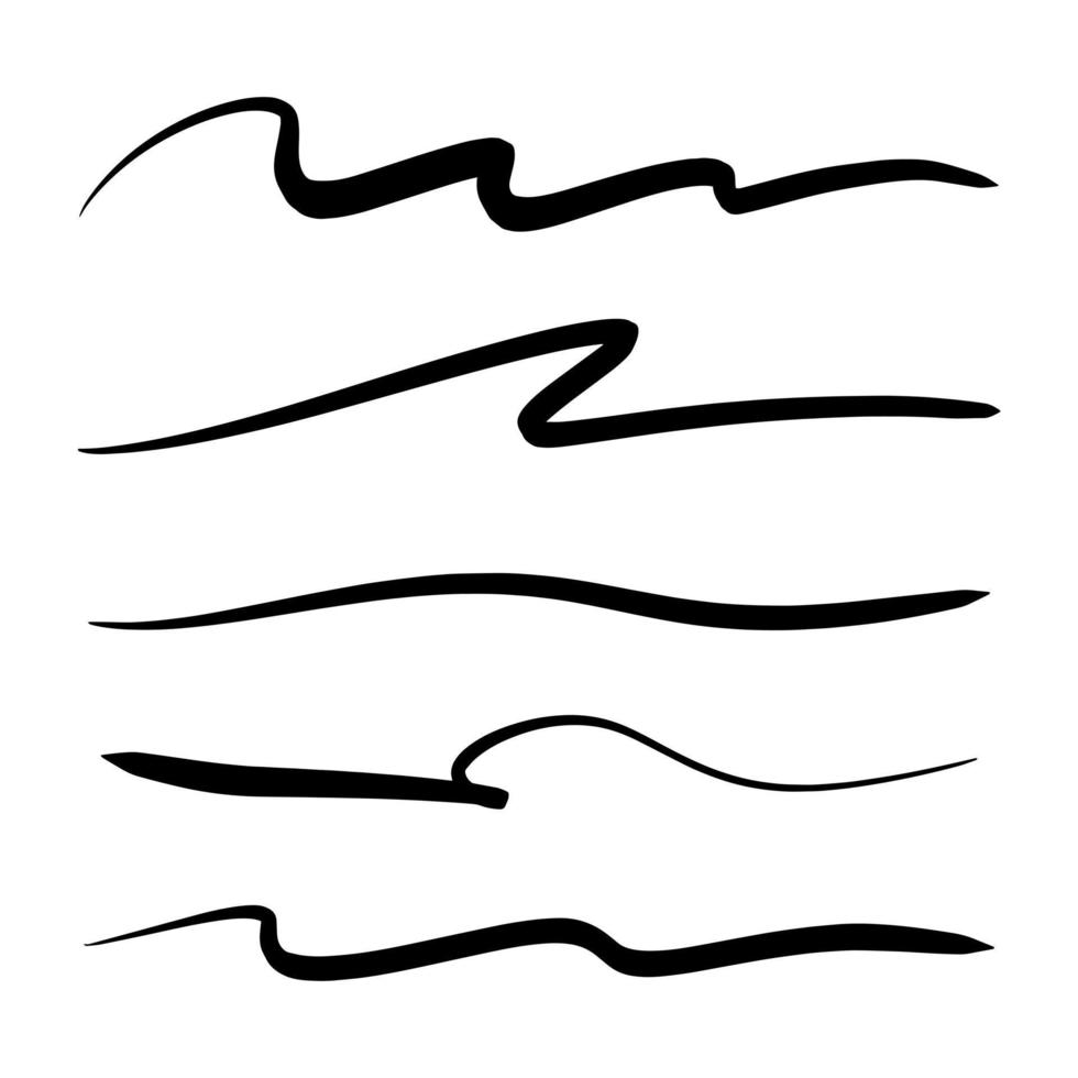 strokes, underlines, highlighter marker strokes, wave brush marks. vector