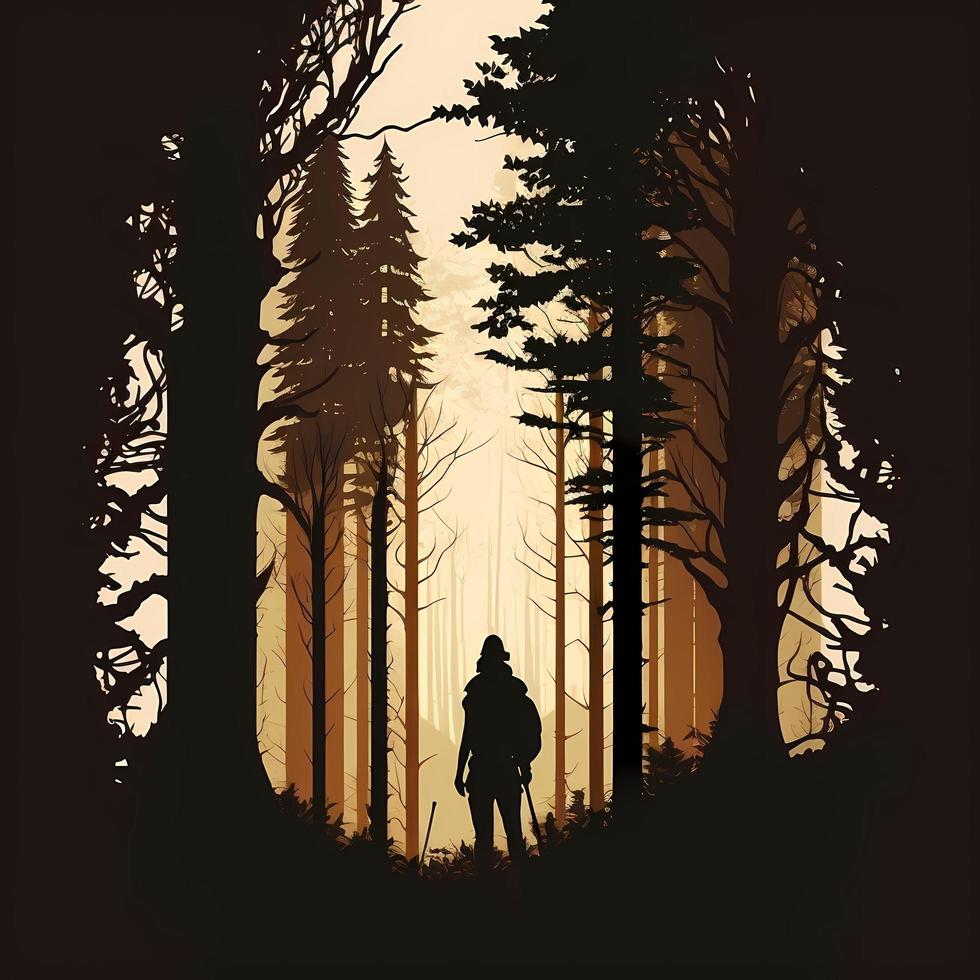 forest silhouette AI Generated photo
