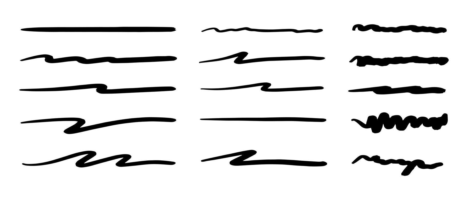 Vector set of hand drawn underline.