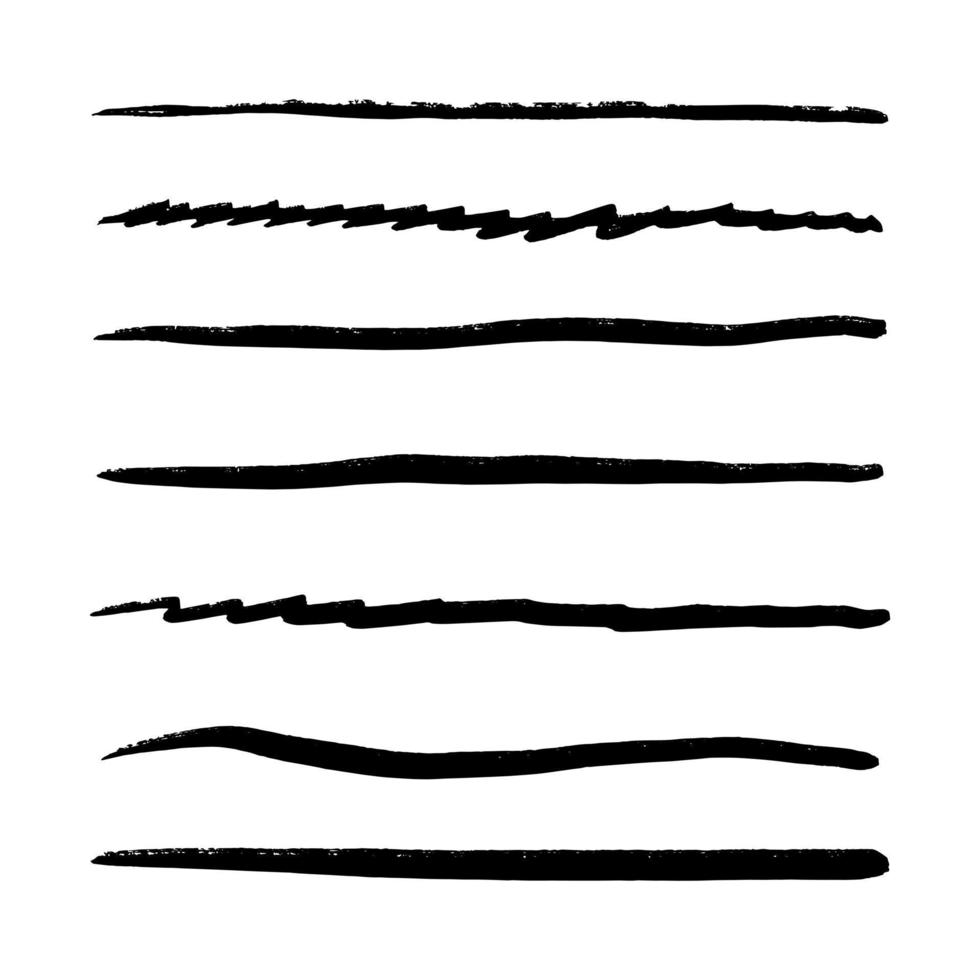 conjunto vectorial de subrayado dibujado a mano. vector
