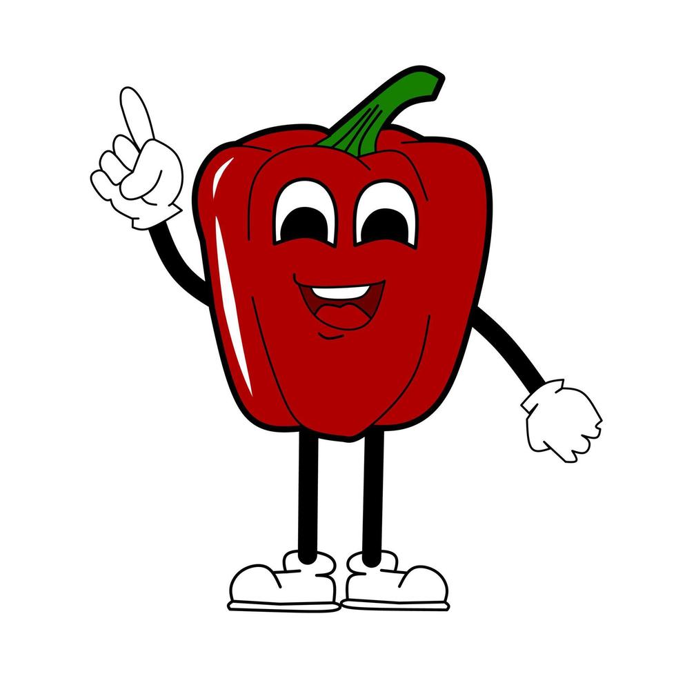 Cute peppers with isolated elements on white background. Design For children's book Vector illustration.
