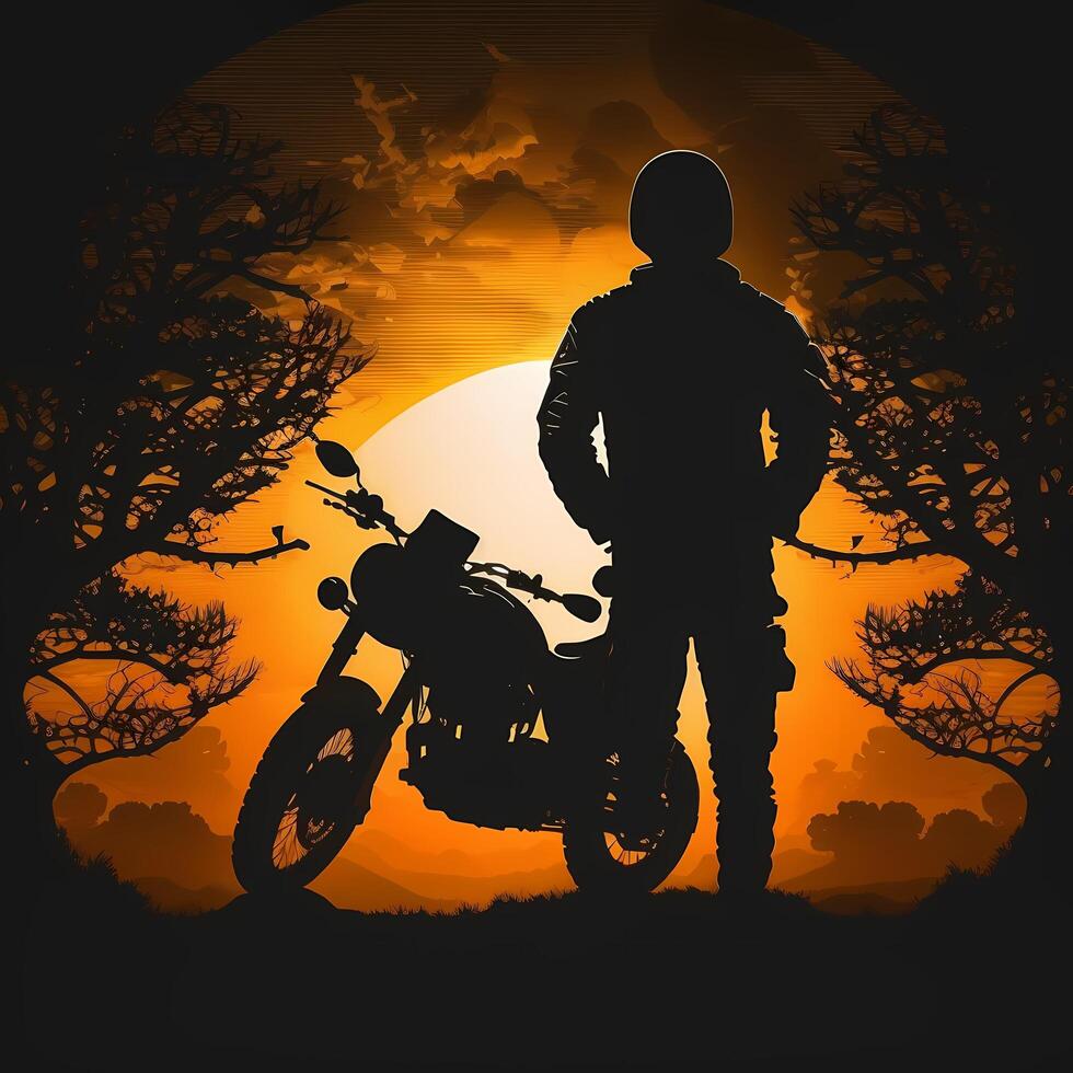 biker silhouette aesthetic photo