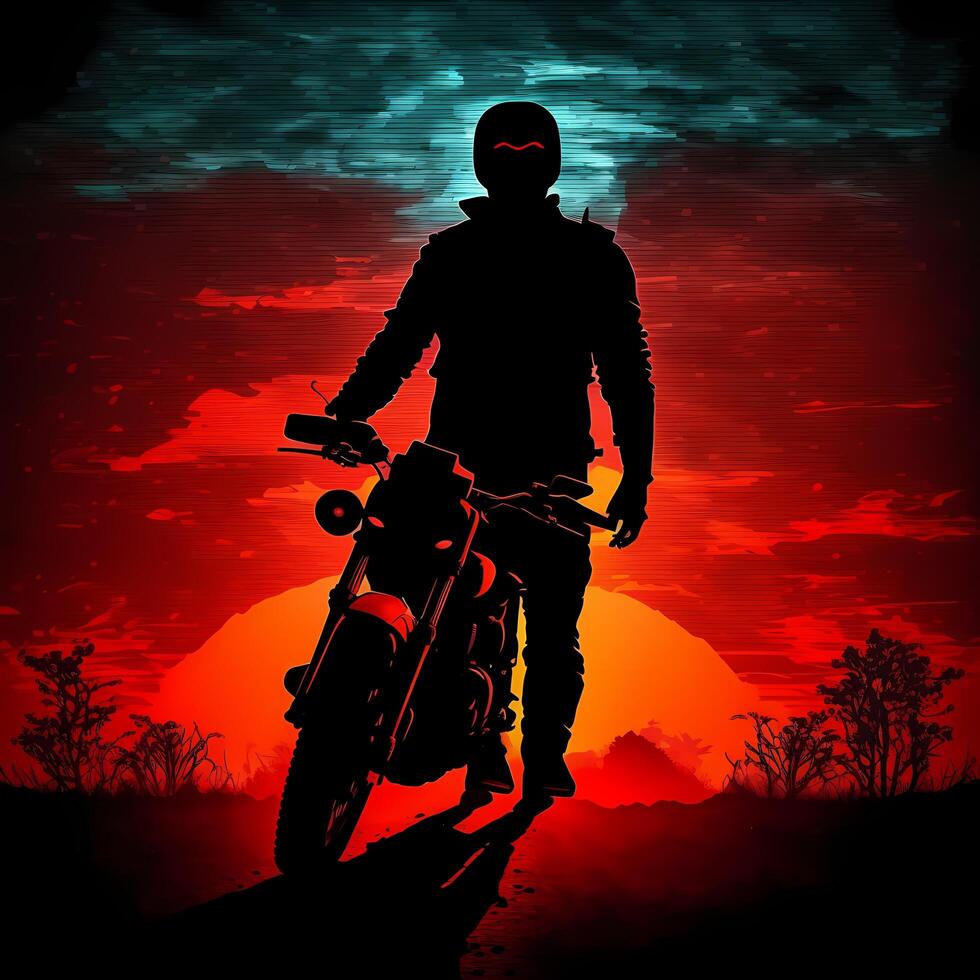 biker silhouette aesthetic photo