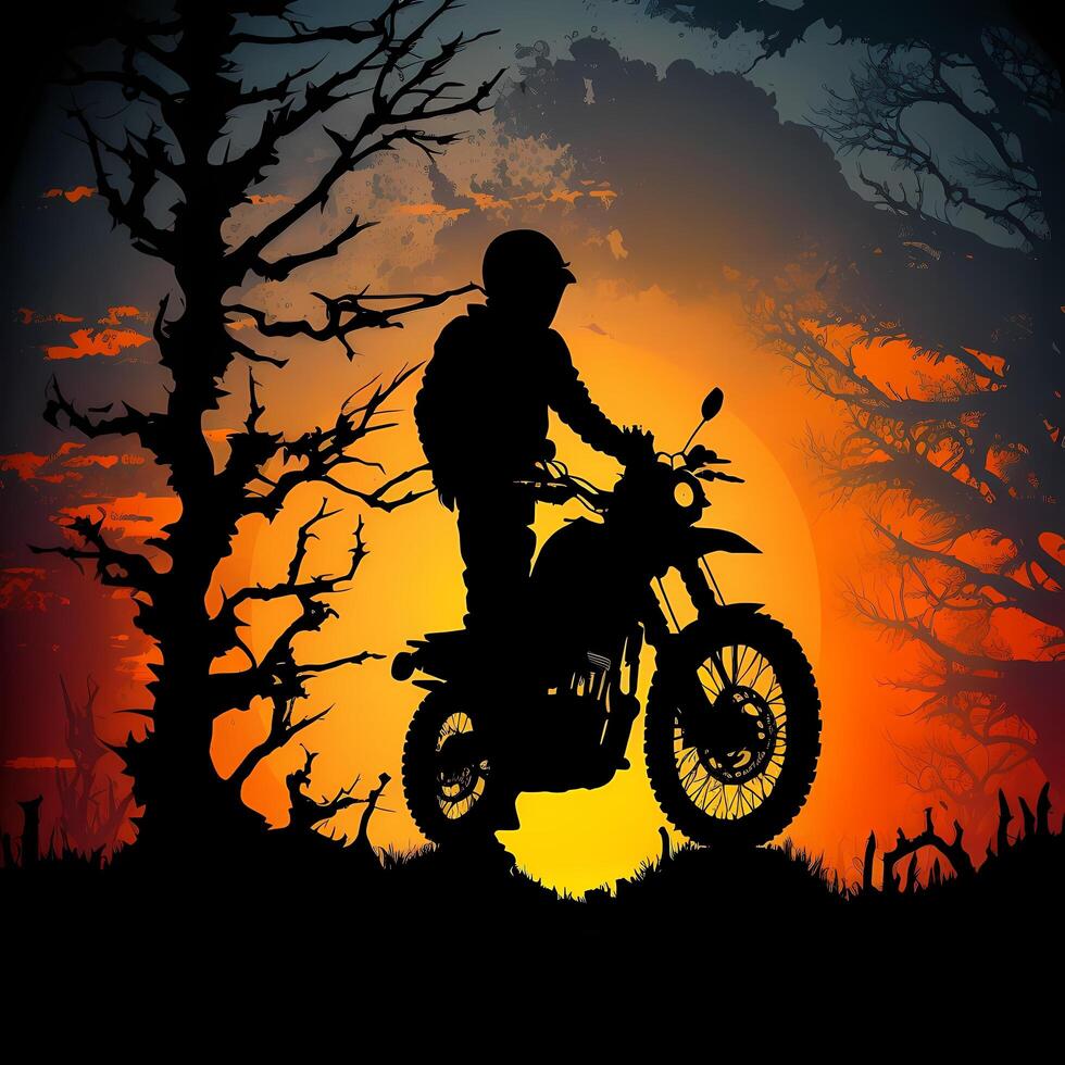 biker silhouette AI Generated photo