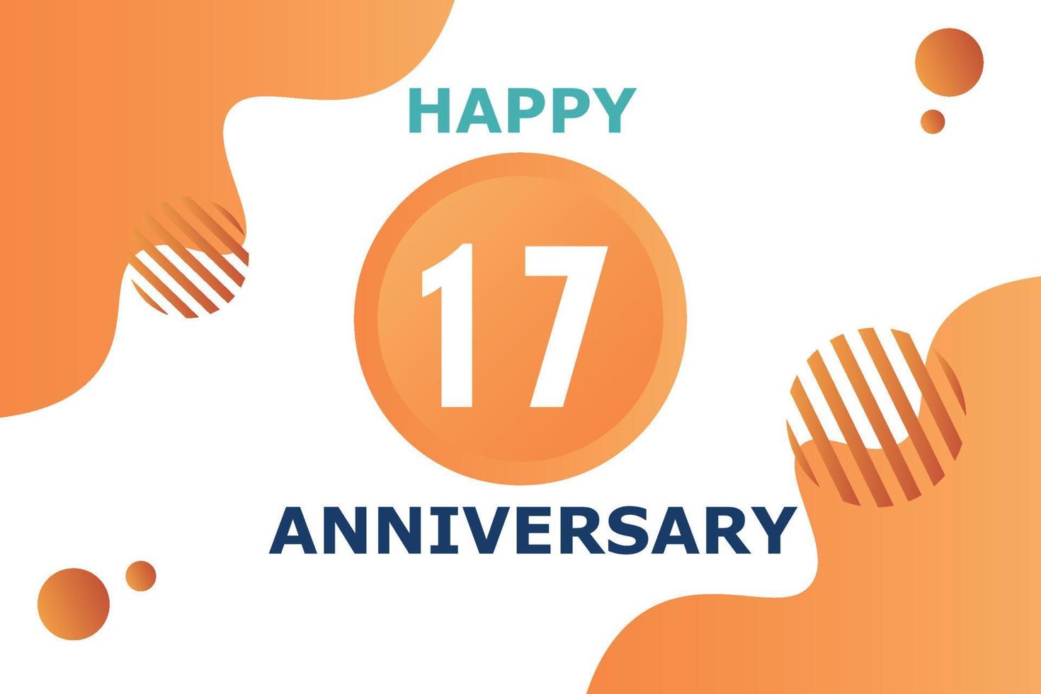 17 years anniversary celebration geometric logo design with orange blue and white color number on white background template vector