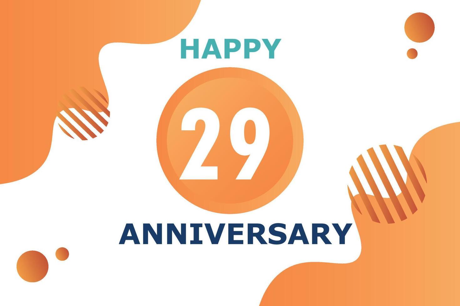 29 years anniversary celebration geometric logo design with orange blue and white color number on white background template vector