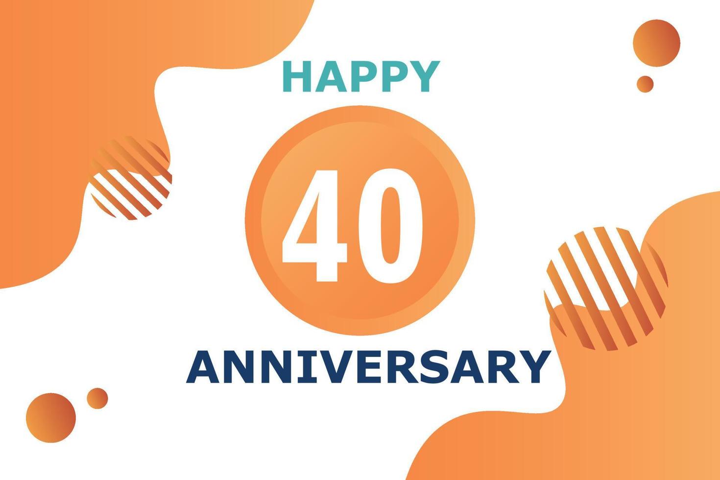 40 years anniversary celebration geometric logo design with orange blue and white color number on white background template vector