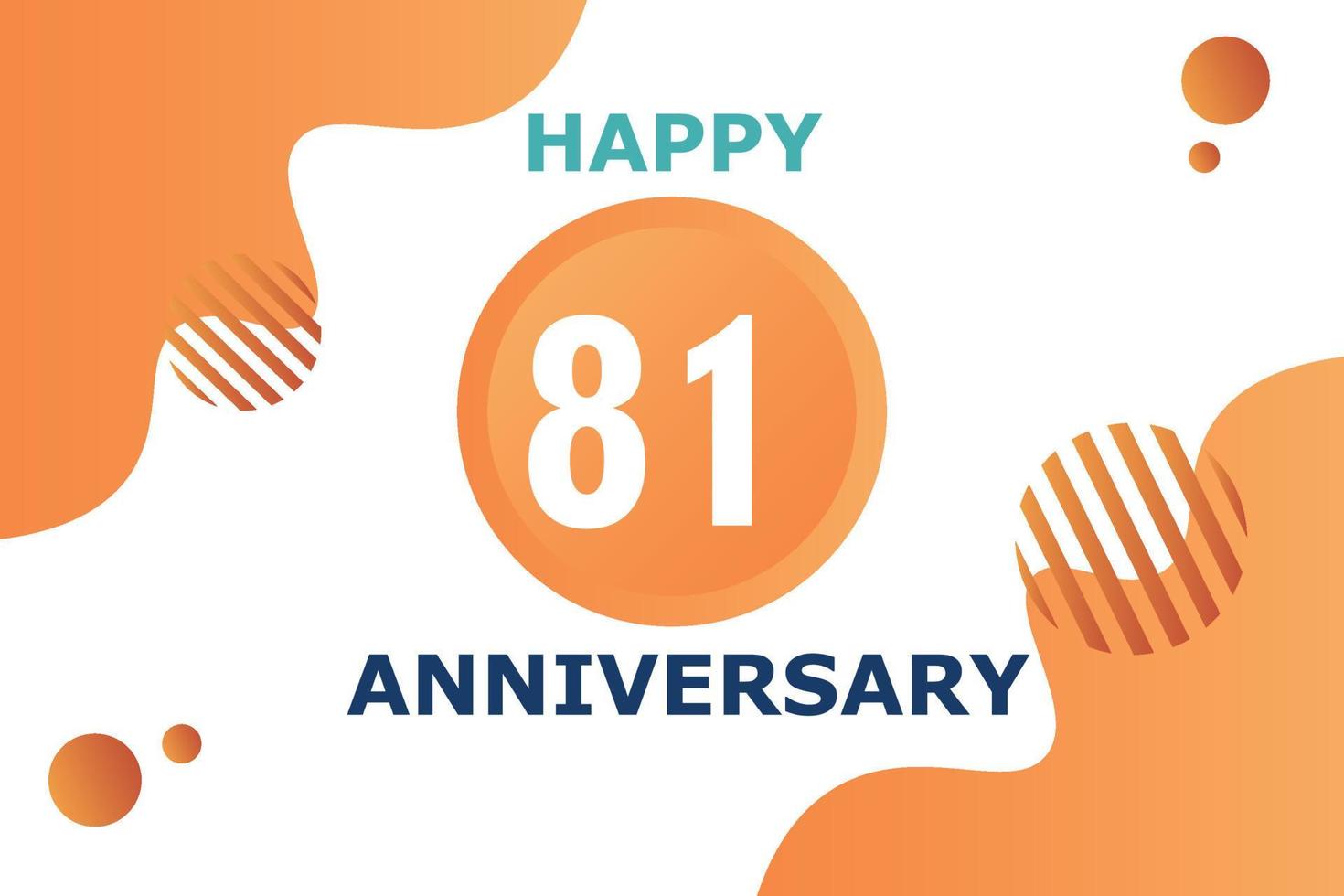 81 years anniversary celebration geometric logo design with orange blue and white color number on white background template vector