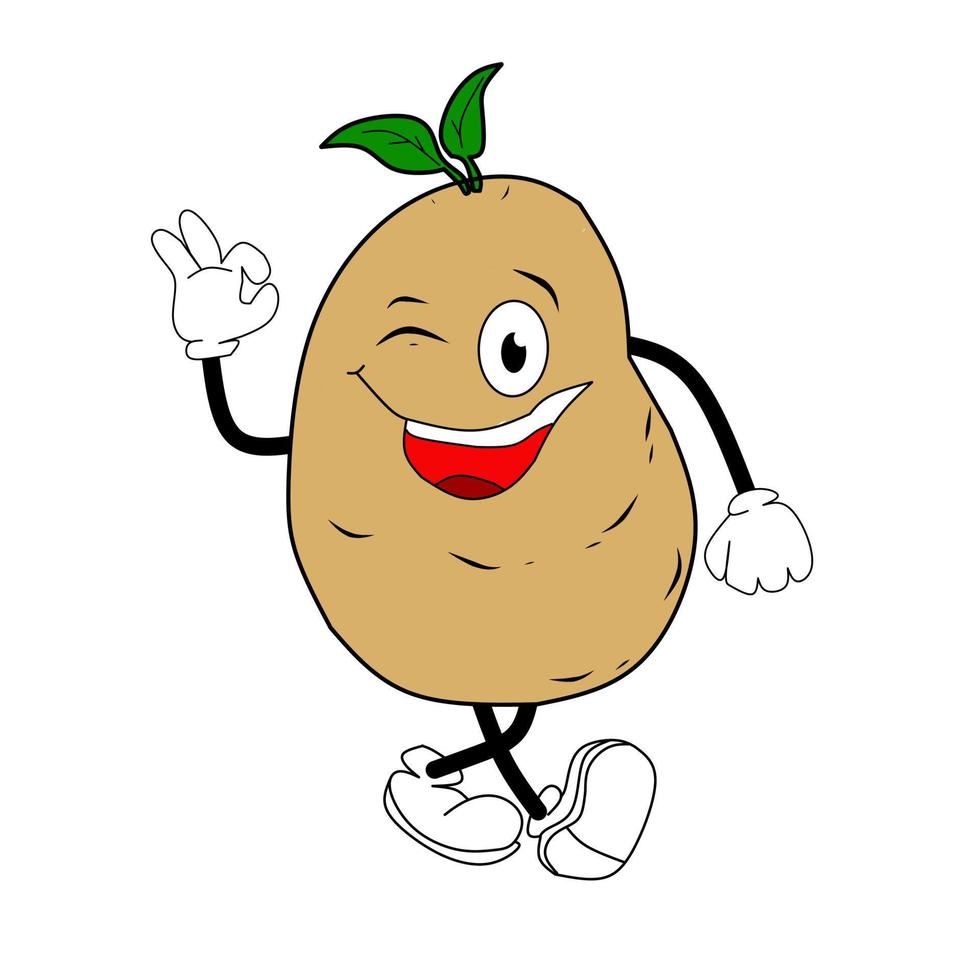 Cute potato With isolated white background elements. Design For children's book Vector illustration.