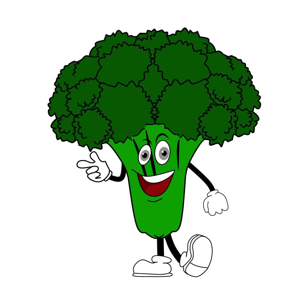Cute Broccoli With isolated white background elements. Design For children's book Vector illustration.