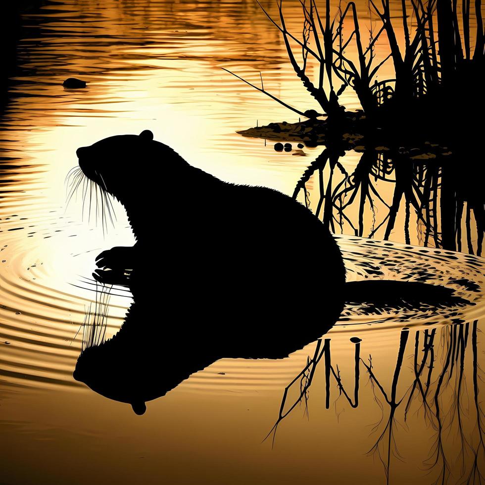 beaver silhouette AI Generated photo