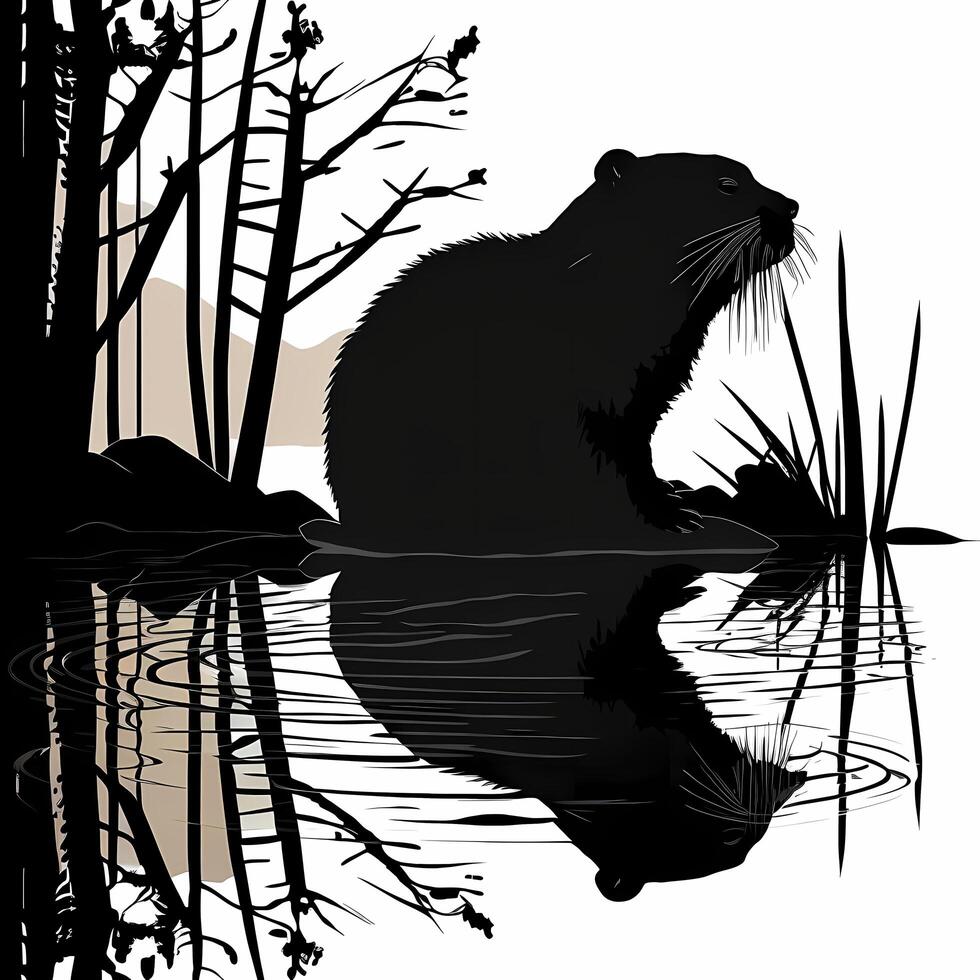 beaver silhouette AI Generated photo