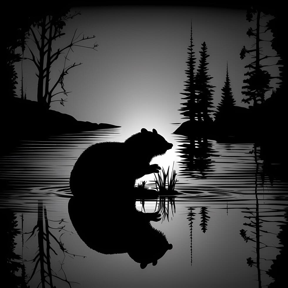 beaver silhouette AI Generated photo