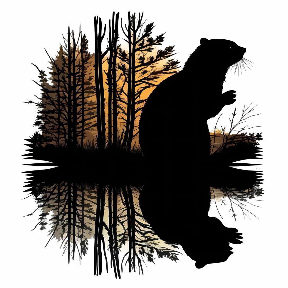 beaver silhouette AI Generated photo