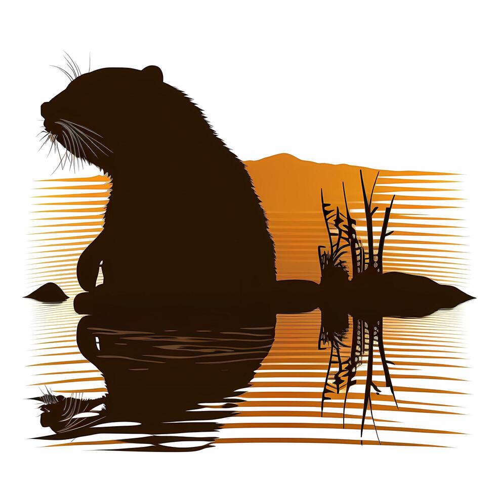 beaver silhouette AI Generated photo