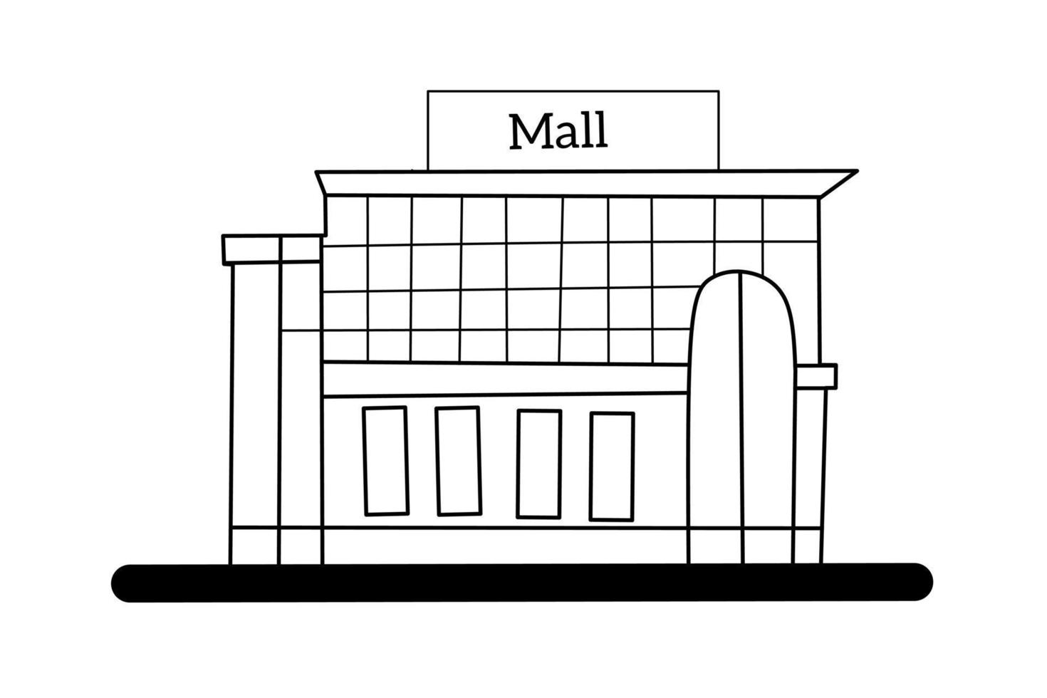 Lines form a Mall with white background elements. Vector illustration.