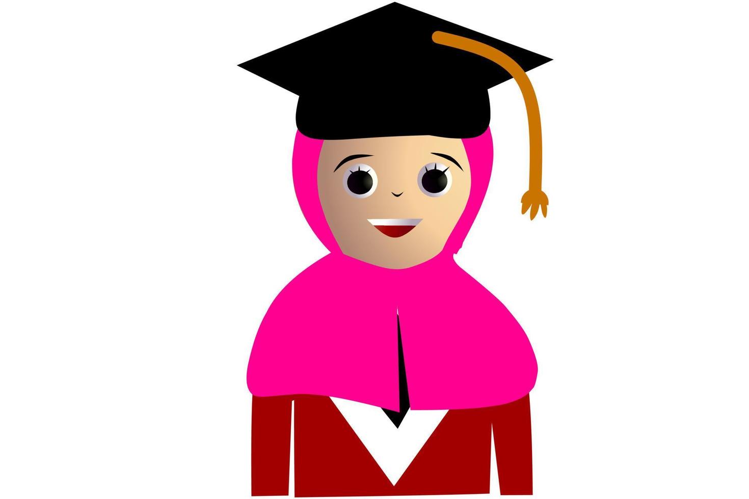 Graduate Student cartoon avatar isolated on white background. Vector illustration.