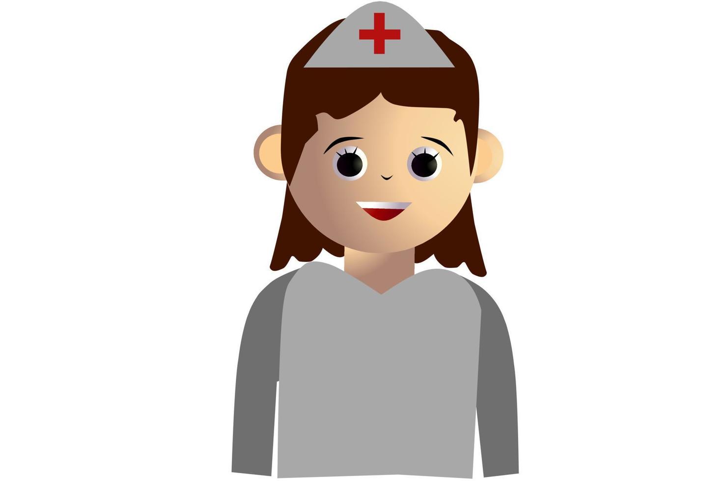 Nurse cartoon avatar isolated on white background. Vector illustration.