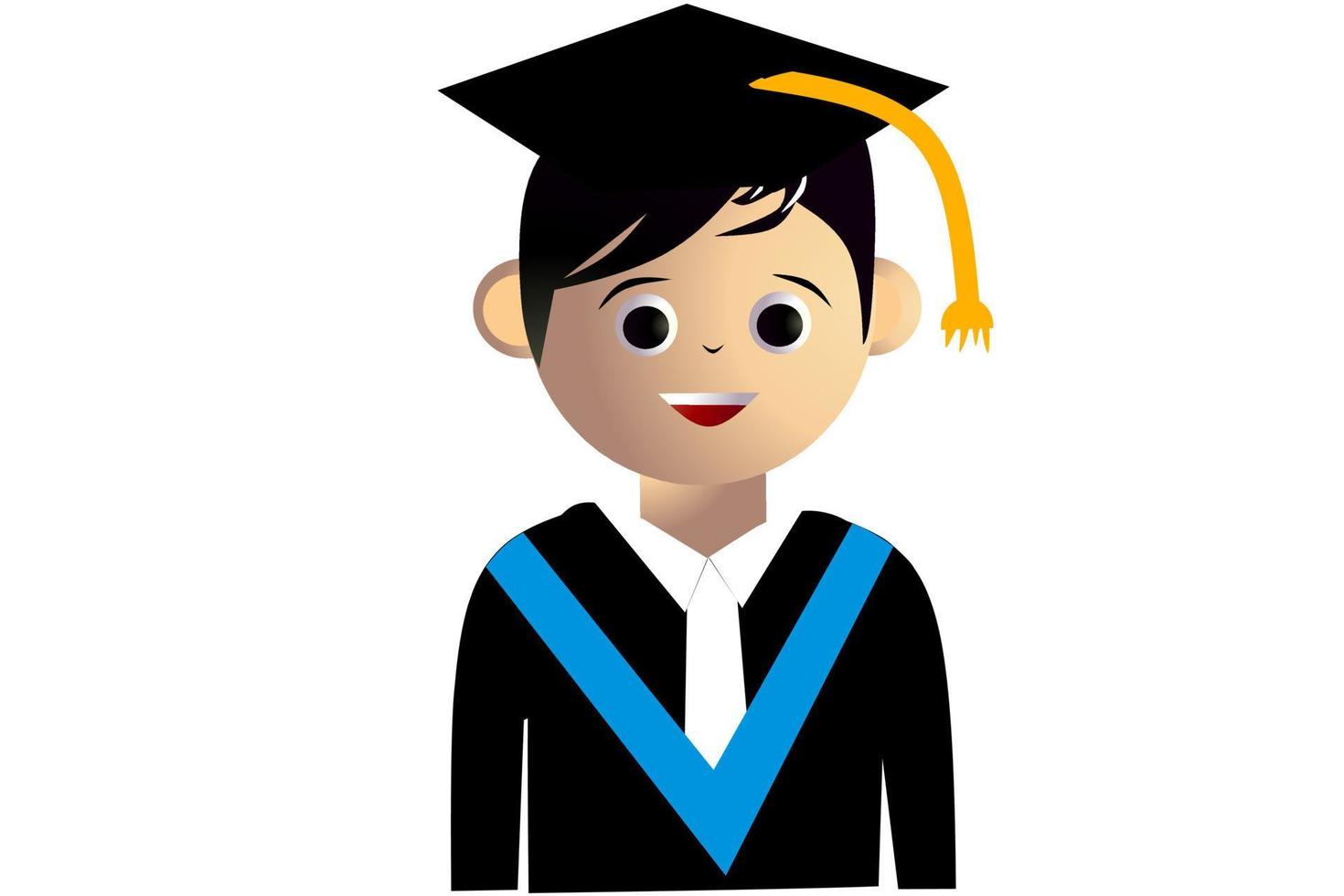 Graduate Student cartoon avatar isolated on white background. Vector illustration.