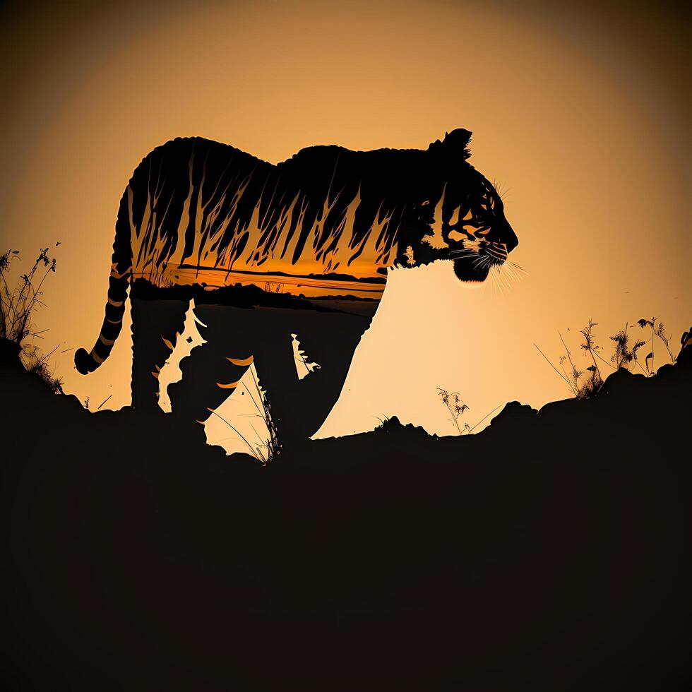 tiger silhouette AI Generated photo