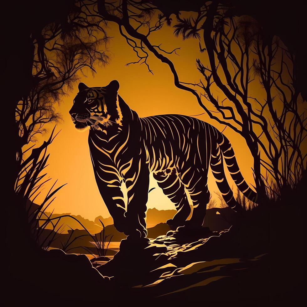 tiger silhouette AI Generated photo