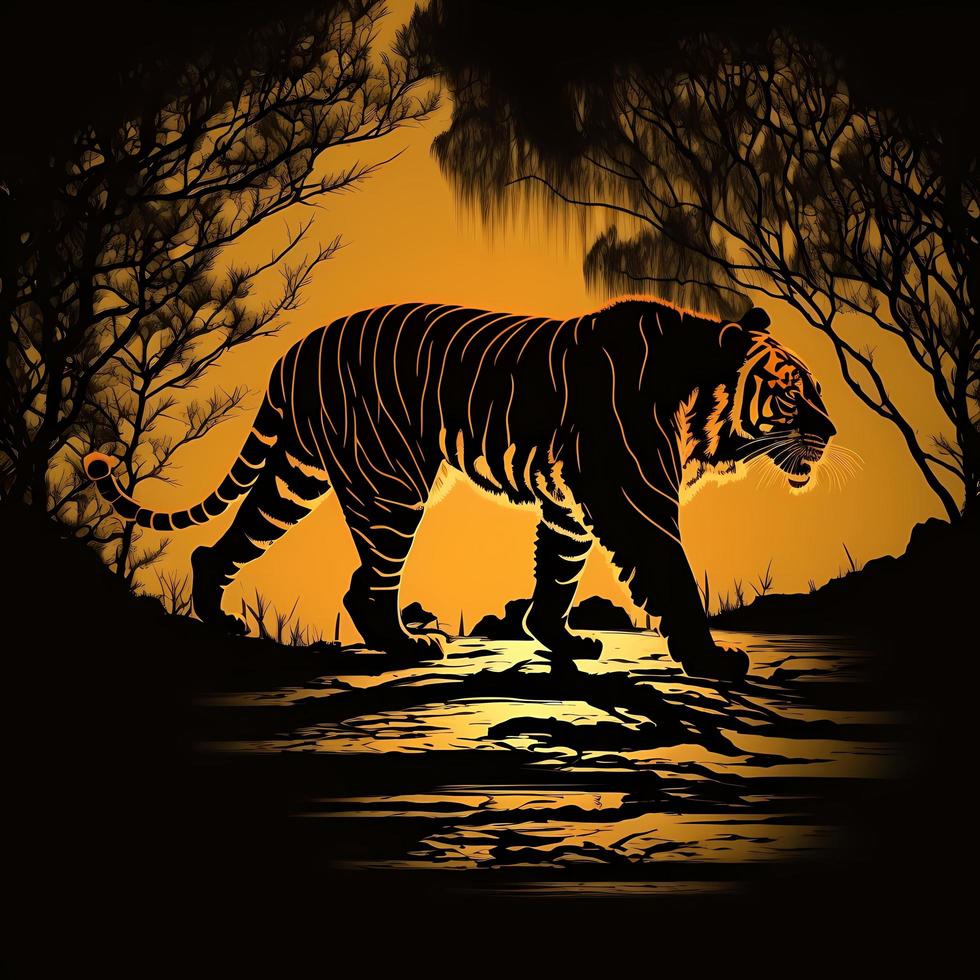 tiger silhouette AI Generated photo