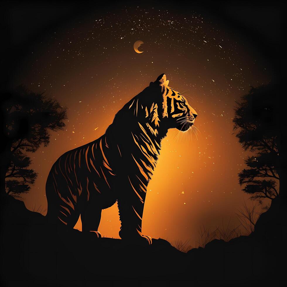 tiger silhouette AI Generated photo