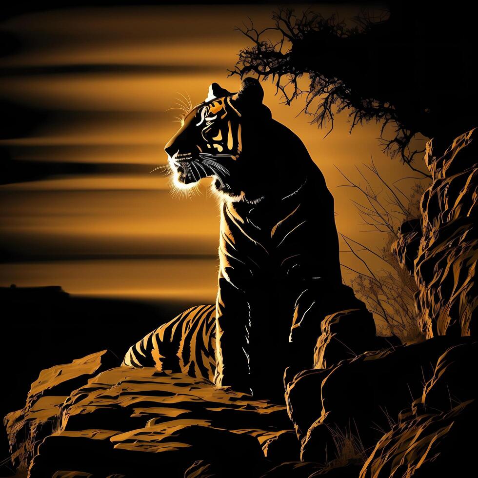 tiger silhouette AI Generated photo