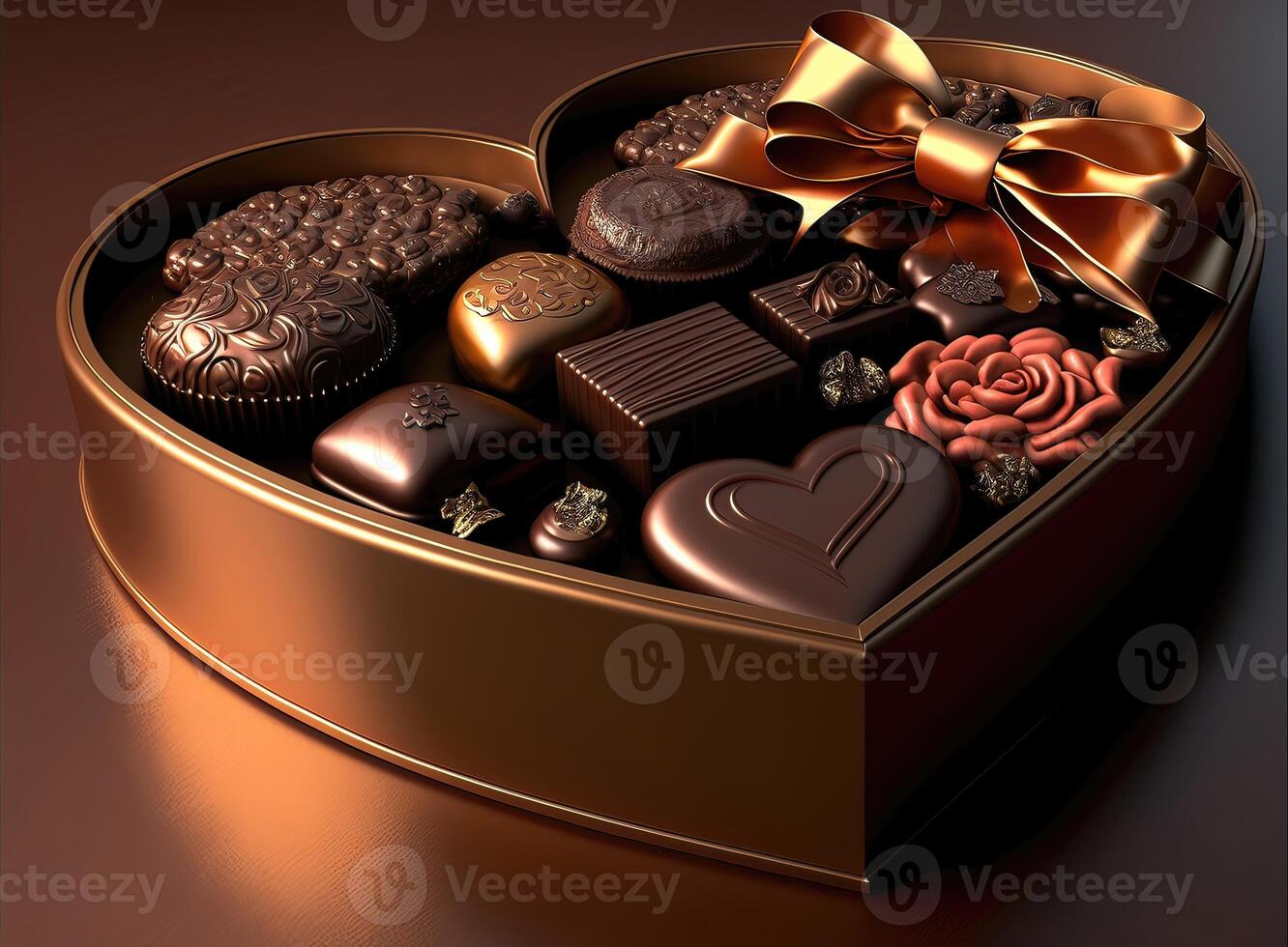 Chocolate gift for Valentine's Day. Heart shaped chocolate box