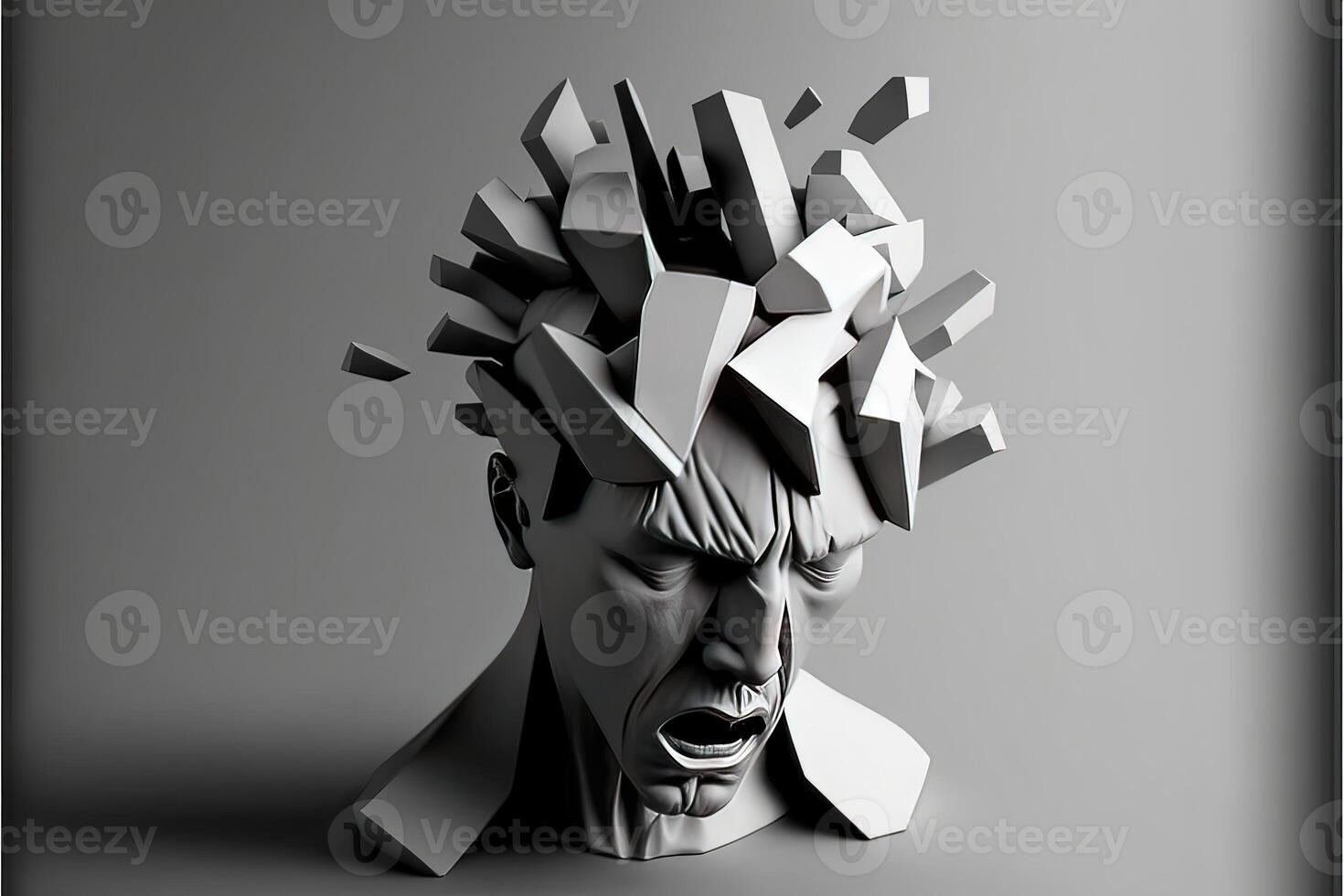 artístico escultura de un hombre con pesado dolor de cabeza. ai generado foto