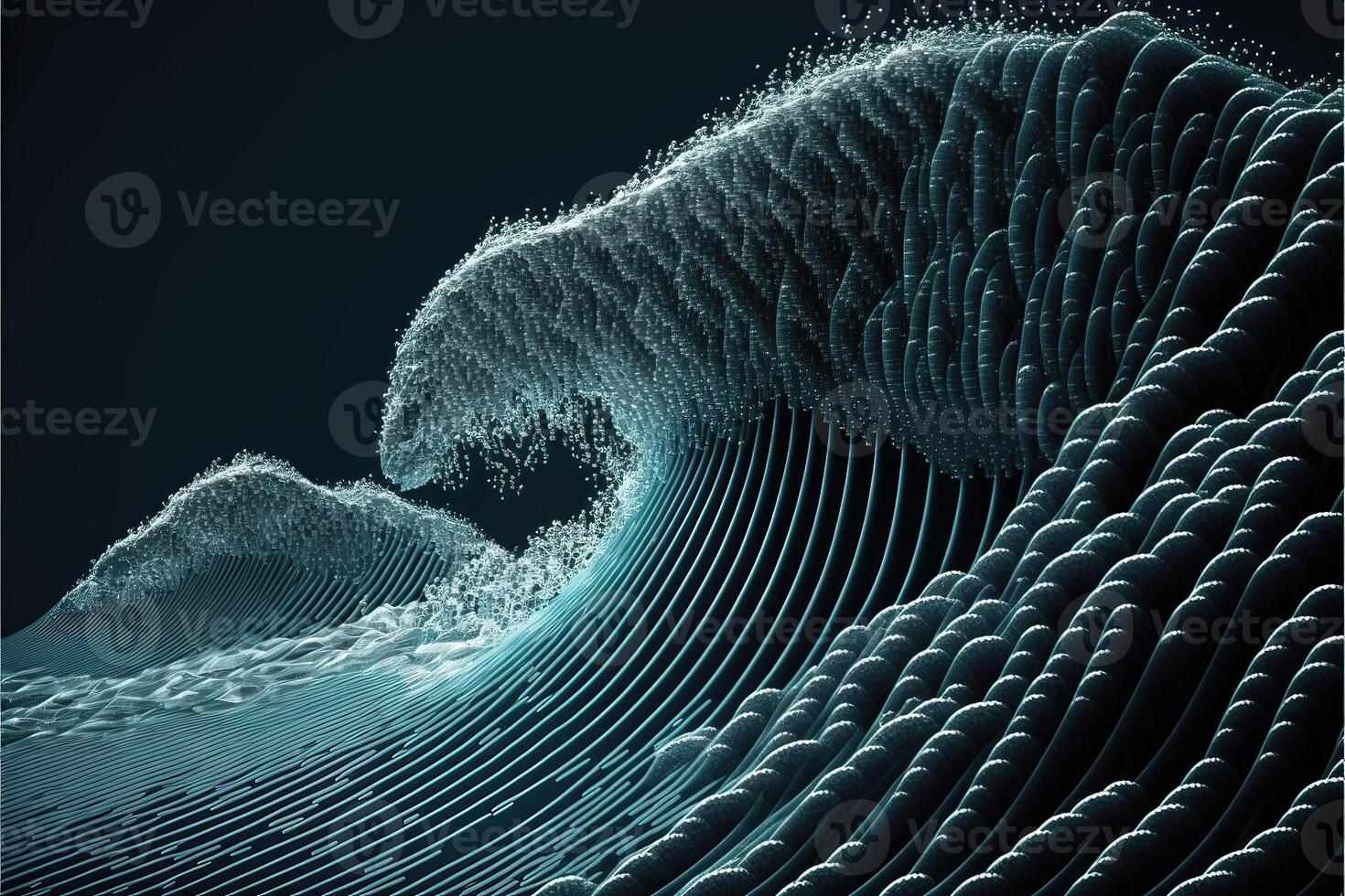 Waves in a digital binary code structure. Technology wavy abstract background. photo