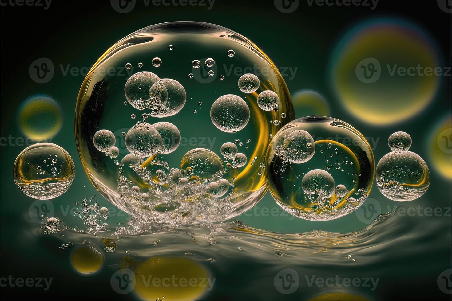 Colorful bubbles in the water. photo