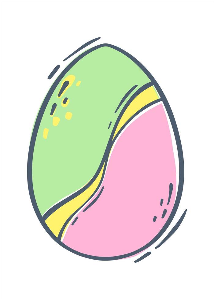 Colored Easter egg. Decorated egg for the spring holiday. Flat vector illustration for concept design. isolated object.