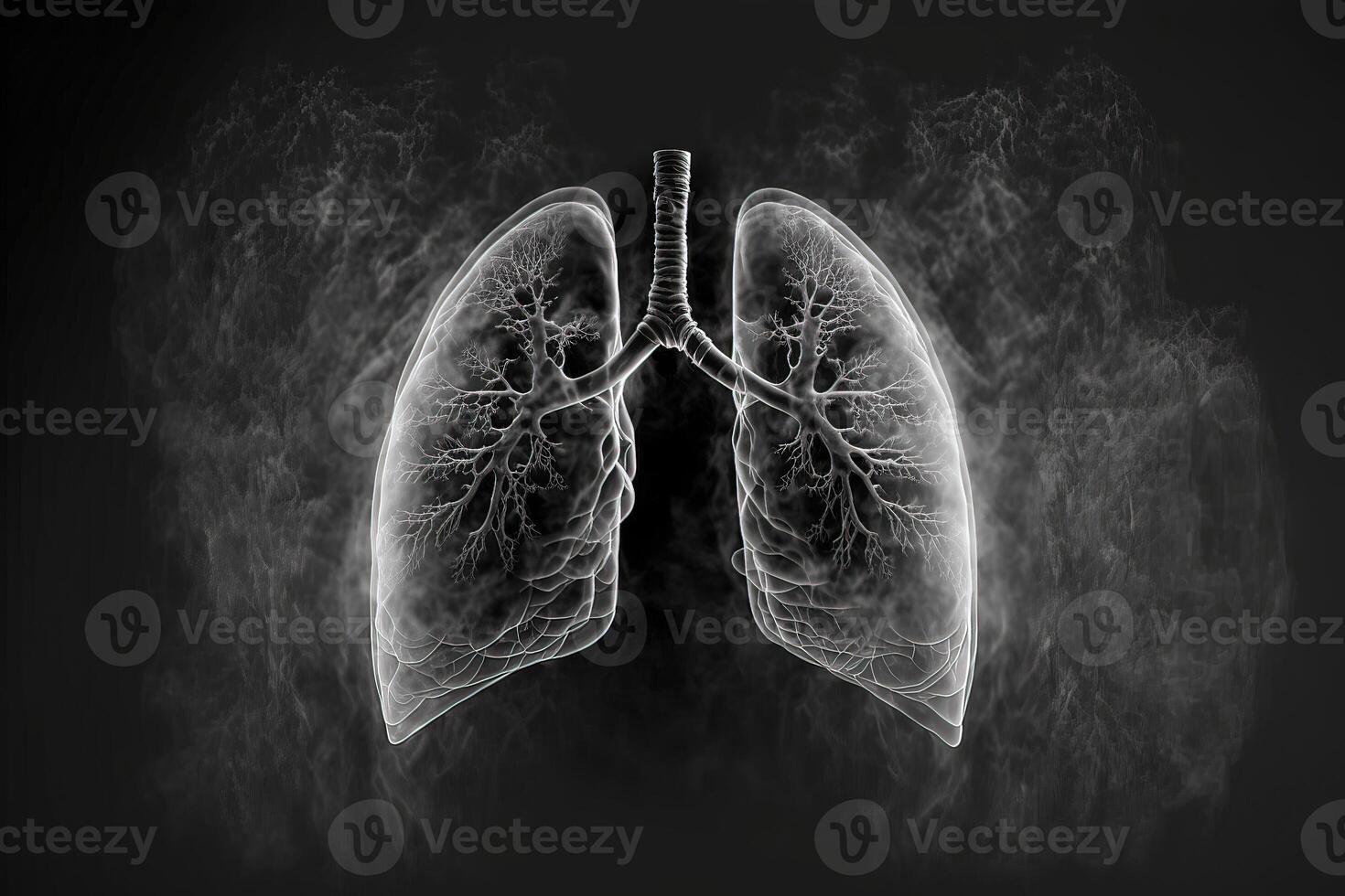 Lungs full of toxic smoke. Negative effects of smoking. Bad habit and effect on health. Designed for smoking cessation campaigns. photo