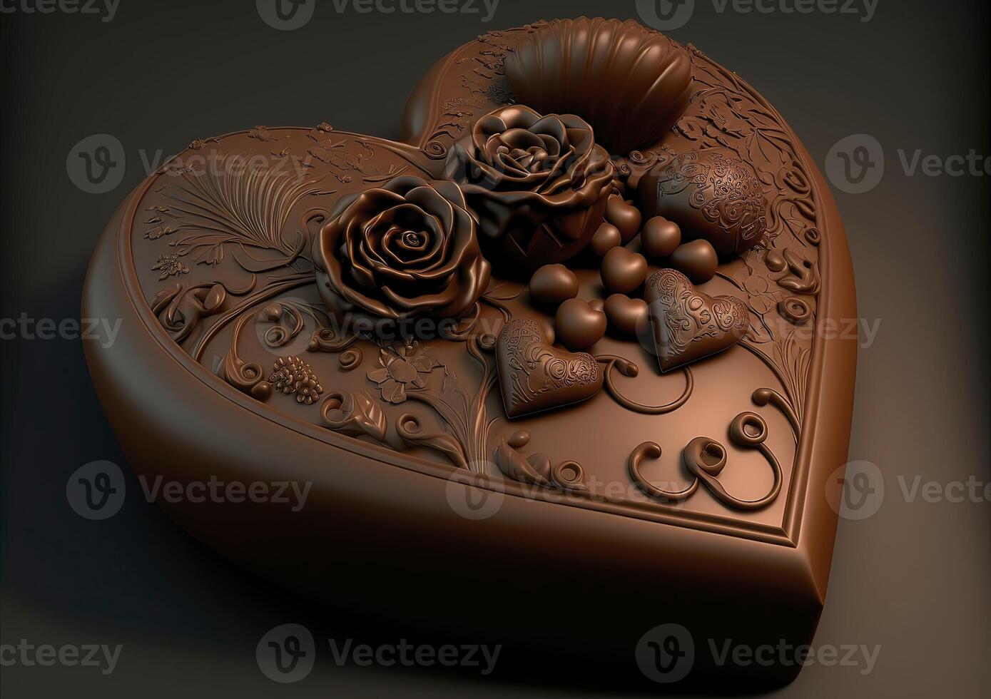 Heart shaped chocolate for valentine's day. photo